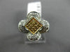 ESTATE .36CT WHITE & FANCY YELLOW DIAMOND 18K 2 TONE GOLD SQUARE FRIENDSHIP RING
