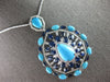 EXTRA LARGE 29.73CT DIAMOND & AAA SAPPHIRE & TURQUOISE 14K WHITE GOLD 3D PENDANT