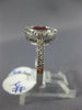 ESTATE 1.41CT DIAMOND & AAA RUBY 18KT WHITE GOLD OVAL & ROUND FLOWER LOVE RING