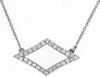 ESTATE .24CT DIAMOND 14KT WHITE GOLD 3D OPEN SIDEWAY GEOMETRICAL FUN NECKLACE