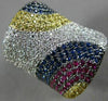 LARGE 3.0CT WHITE & FANCY YELLOW DIAMOND AAA SAPPHIRE & RUBY 18K WHITE GOLD RING