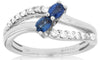 ESTATE .70CT DIAMOND & AAA SAPPHIRE 14KT WHITE GOLD 3D OVAL & ROUND LOVE RING