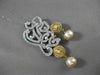 ANTIQUE MASSIVE 2.90CT DIAMOND & PEARL 18K TWO TONE GOLD FILIGREE PENDANT BROOCH