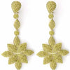 EXTRA LARGE 11.61CT FANCY YELLOW DIAMOND 18K YELLOW GOLD FLOWER HANGING EARRINGS