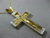 ESTATE LARGE .35CT DIAMOND 14KT TWO TONE GOLD 3 DIMENSION CROSS PENDANT #9875