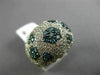 ESTATE LARGE 2.46CT WHITE & BLUE DIAMOND 14K WHITE GOLD 3D MULTI FLOWER FUN RING