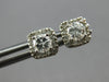 ESTATE .50CT DIAMOND 14K WHITE GOLD 3D CLASSIC ROUND SQUARE HALO STUD EARRINGS