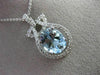 ESTATE LARGE 3.56CT DIAMOND & AQUAMARINE 18K WHITE GOLD 3D HALO FLOATING PENDANT