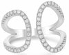 ESTATE WIDE .42CT ROUND DIAMOND 14KT WHITE GOLD CLASSIC DOUBLE HEART LOVE RING