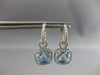 LARGE 4.70CT DIAMOND & AAA BLUE TOPAZ 14KT WHITE GOLD 3D HALO LEVERBACK EARRINGS