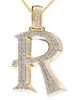 ESTATE EXTRA LARGE 1.55CT DIAMOND 14K YELLOW GOLD R INITIAL FUN FLOATING PENDANT