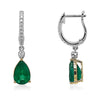 ESTATE 3.03CT DIAMOND & AAA EMERALD 18KT 2 TONE GOLD PEAR SHAPE & ROUND EARRINGS