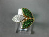 ESTATE WIDE .53CT DIAMOND & AAA TSAVORITE 14K YELLOW GOLD 3D LEAF CLUSTER RING