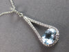 ESTATE LARGE 1.76CT DIAMOND & AAA AQUAMARINE 14K WHITE GOLD OVAL & ROUND PENDANT