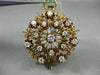 ANTIQUE EXTRA LARGE 1.75CT DIAMOND 18KT YELLOW GOLD 3D FLOWER FUN PENDANT BROOCH