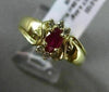 ESTATE WIDE .47CT DIAMOND & RUBY 14KT YELLOW GOLD FLOWER CLUSTER ENGAGEMENT RING