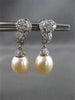 ESTATE .60CT DIAMOND & PEARL 14KT WHITE GOLD 3D FLOWER HANGING EARRINGS #22109