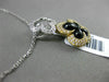 ESTATE .23CT DIAMOND & ONYX 14KT TWO TONE GOLD 3D DOUBLE FLOWER FLOATING PENDANT