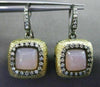 ESTATE .60CT DIAMOND PINK QUARTZ 14K BLACK YELLOW GOLD FILIGREE HANGING EARRINGS