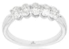 ESTATE 1CT DIAMOND 14KT WHITE GOLD 3D OVAL 5 STONE SHARED PRONG ANNIVERSARY RING
