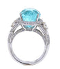 LARGE 9.1CT DIAMOND & AAA PARAIBA TOURMALINE 18KT WHITE GOLD OVAL & ROUND RING
