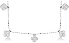1.80CT DIAMOND 14KT WHITE GOLD 3D MULTI FLOWER BY THE YARD MILGRAIN FUN NECKLACE