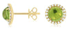 2.20CT DIAMOND & AAA PERIDOT 14KT YELLOW GOLD ROUND CABOCHON HALO STUD EARRINGS