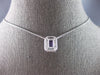 1.02CT DIAMOND & AAA AMETHYST 14K WHITE GOLD 3D EMERALD CUT & ROUND HALO PENDANT
