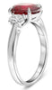 ESTATE 3.53CT DIAMOND & AAA RUBY PLATINUM OVAL 3 STONE CLASSIC ENGAGEMENT RING