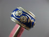 WIDE 1.23CT DIAMOND & BLUE ENAMEL 18KT WHITE GOLD MULTI FLOWER ETERNITY FUN RING
