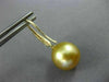LARGE .30CT DIAMOND & GOLDEN SOUTH SEA PEARL 14KT YELLOW GOLD HANGING EARRINGS