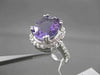 ESTATE LARGE 4.57CT DIAMOND & AAA EXTRA FACET AMETHYST 14KT WHITE GOLD HALO RING