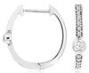 .25CT DIAMOND 14KT WHITE GOLD ROUND BEZEL SOLITAIRE HUGGIE HOOP HANGING EARRINGS