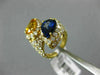 ESTATE LARGE 5.50CT DIAMOND AAA BLUE & YELLOW SAPPHIRE 18K YELLOW GOLD 3D RING