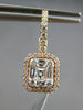 LARGE .86CT DIAMOND 18KT ROSE GOLD 3D ROUND & BAGUETTE CLUSTER HANGING EARRINGS