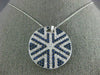 ESTATE LARGE 3.70CT DIAMOND & AAA SAPPHIRE 18K WHITE GOLD 3D ROUND STAR PENDANT