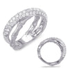 LARGE 1.08CT DIAMOND 14K WHITE GOLD CLASSIC 3 ROW CRISS CROSS X BAMBOO LOVE RING