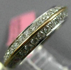 ESTATE 1.17CT DIAMOND 18KT 2 TONE GOLD TWO ROW ETERNITY WEDDING ANNIVERSARY RING