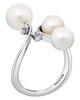 .08CT DIAMOND & AAA SOUTH SEA PEARL 18K WHITE GOLD PAST PRESENT FUTURE LOVE RING