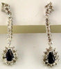 1.06CT DIAMOND & AAA SAPPHIRE 14K WHITE GOLD PEAR SHAPE & ROUND HANGING EARRINGS
