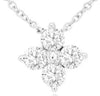 ESTATE .41CT DIAMOND 14KT WHITE GOLD 3D CLASSIC 4 STONE FLOWER FLOATING PENDANT