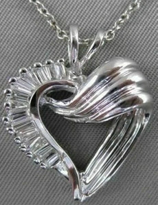 ESTATE .75CTW DIAMOND 14K WHITE GOLD OPEN FANCY HEART PENDANT CHAIN FG VVS #9821