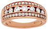 ESTATE WIDE .98CT DIAMOND 14KT ROSE GOLD 3D 3 ROW CHANNEL PAVE ANNIVERSARY RING