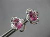2CT DIAMOND & AAA PINK SAPPHIRE 14K WHITE GOLD OVAL & ROUND FLOWER STUD EARRINGS