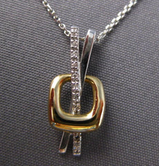 ESTATE .03CT DIAMOND 14KT 2 TONE GOLD 3D CRISS CROSS X SQUARE FOATING PENDANT