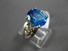ESTATE LARGE 2.18CT DIAMOND & AAA BLUE TOPAZ 14K TWO TONE GOLD DOUBLE HEART RING