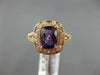 WIDE 1.49CT DIAMOND & AAA AMETHYST 14KT ROSE GOLD OPEN FILIGREE ENGAGEMENT RING