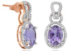 2.79CT DIAMOND & AAA AMETHYST 14KT ROSE GOLD OVAL & ROUND FLORAL HALO EARRINGS