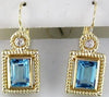 2.43CT DIAMOND & AAA BLUE TOPAZ 14KT YELLOW GOLD 3D EMERALD CUT & ROUND EARRINGS