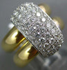 ESTATE LARGE .84CT DIAMOND 18KT 3D 2 TONE GOLD RECTANGULAR PAVE DOUBLE FUN RING
